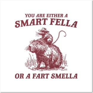 Are You A Smart Fella Or Fart Smella Vintage Shirt, Funny Rat Riding Cabybara Posters and Art